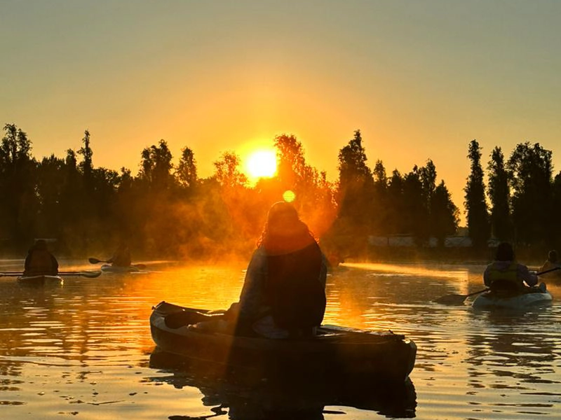Kayak through Xochimilco chinampas Mexico City